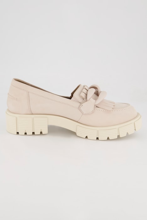Caprice Leder-Loafer, Zierkette, Fransen, Komfortweite