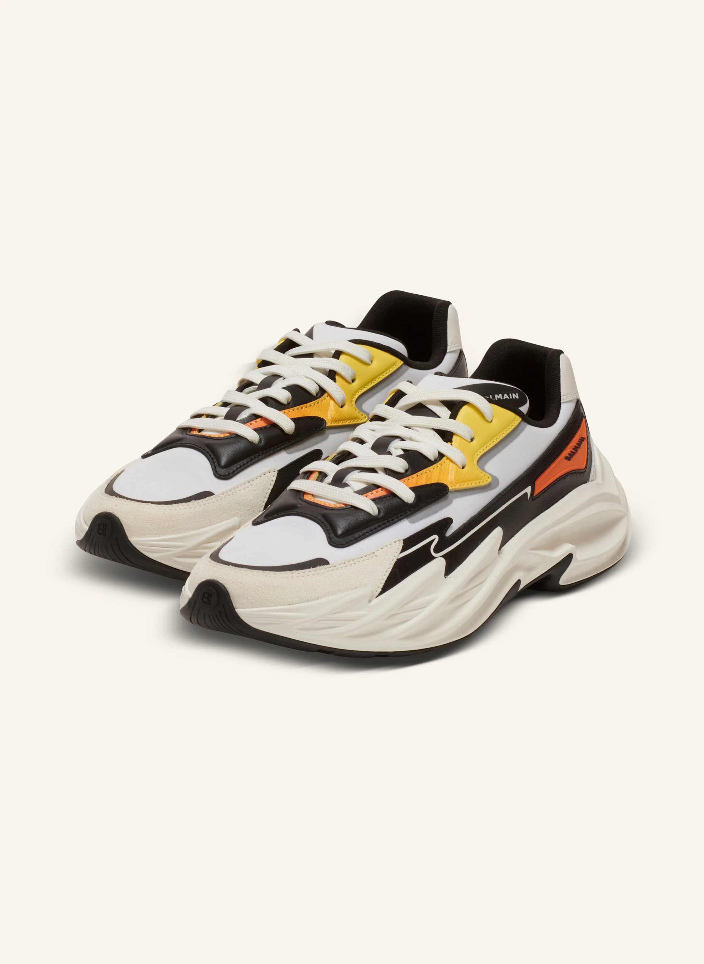 BALMAIN Sneakers Run-Row aus Leder und Nylon