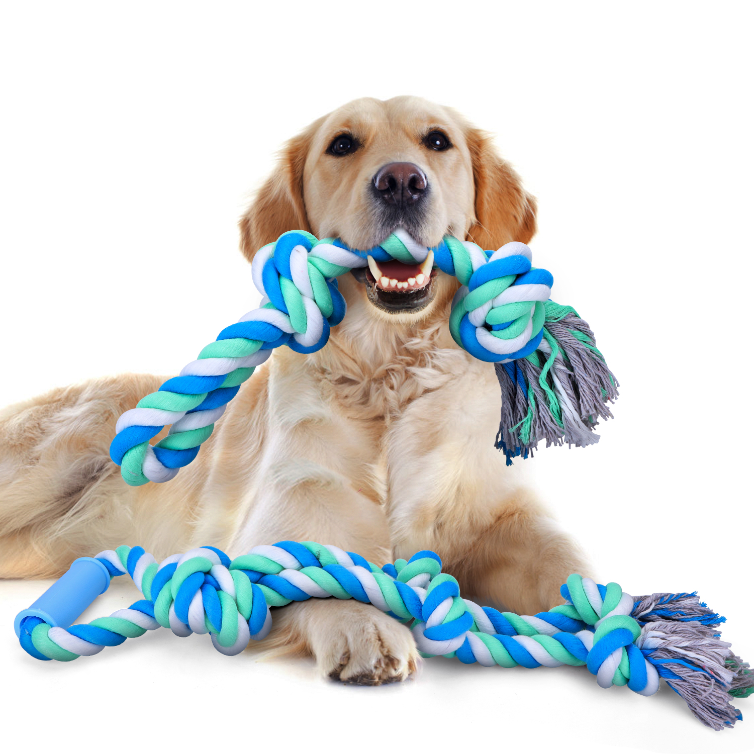 Nobleza - Brinquedo de Corda para Cães, Brinquedo de Mastigar com 5+2 Nós para Cães que Mastigam Agressivamente, Cordas XL de 70+50cm para Cães Grandes e Fortes