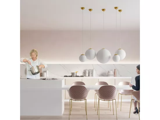 Sollux UGO Suspension Globe Blanc, Or E27
