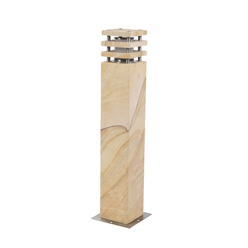 Buitenlamp zandsteen met grondpin en kabelmof 70cm IP55 - Grumpy