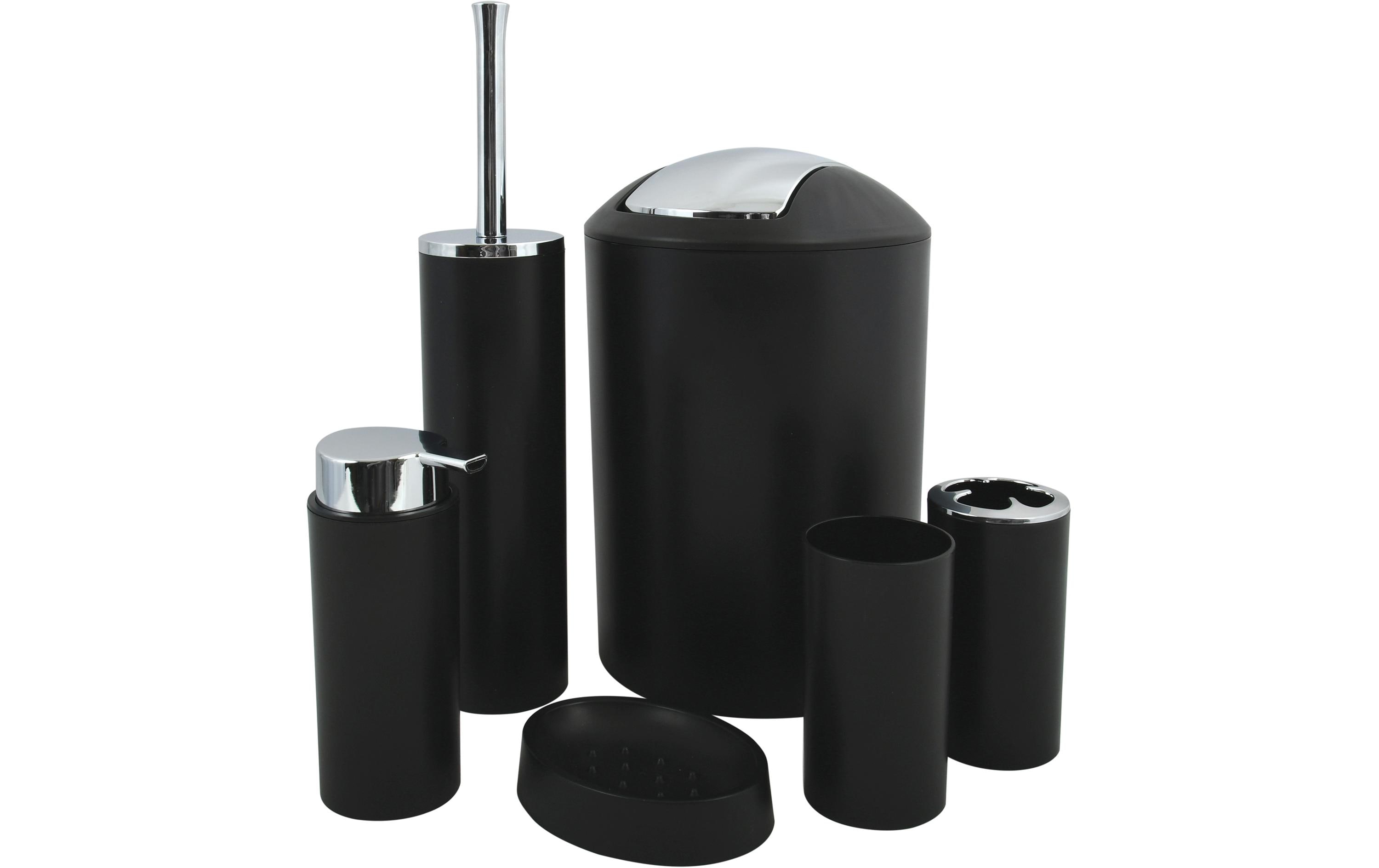 Badezimmer-Set Hannah 6-teilig, SchwarzWC-Garnitur aus Polypropylen