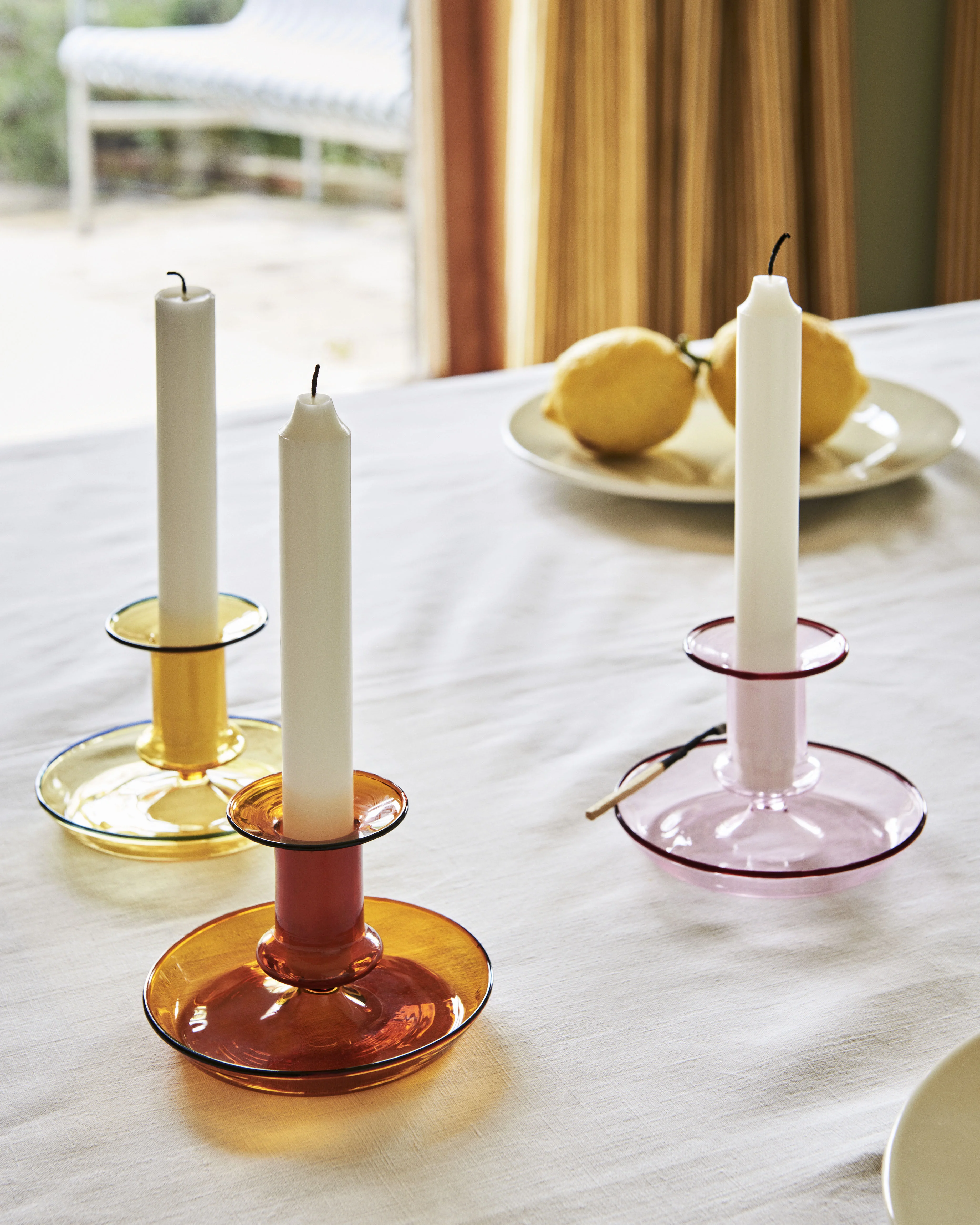 FLARE STRIPE MILK SMALL - Bougeoir verre | Orange
