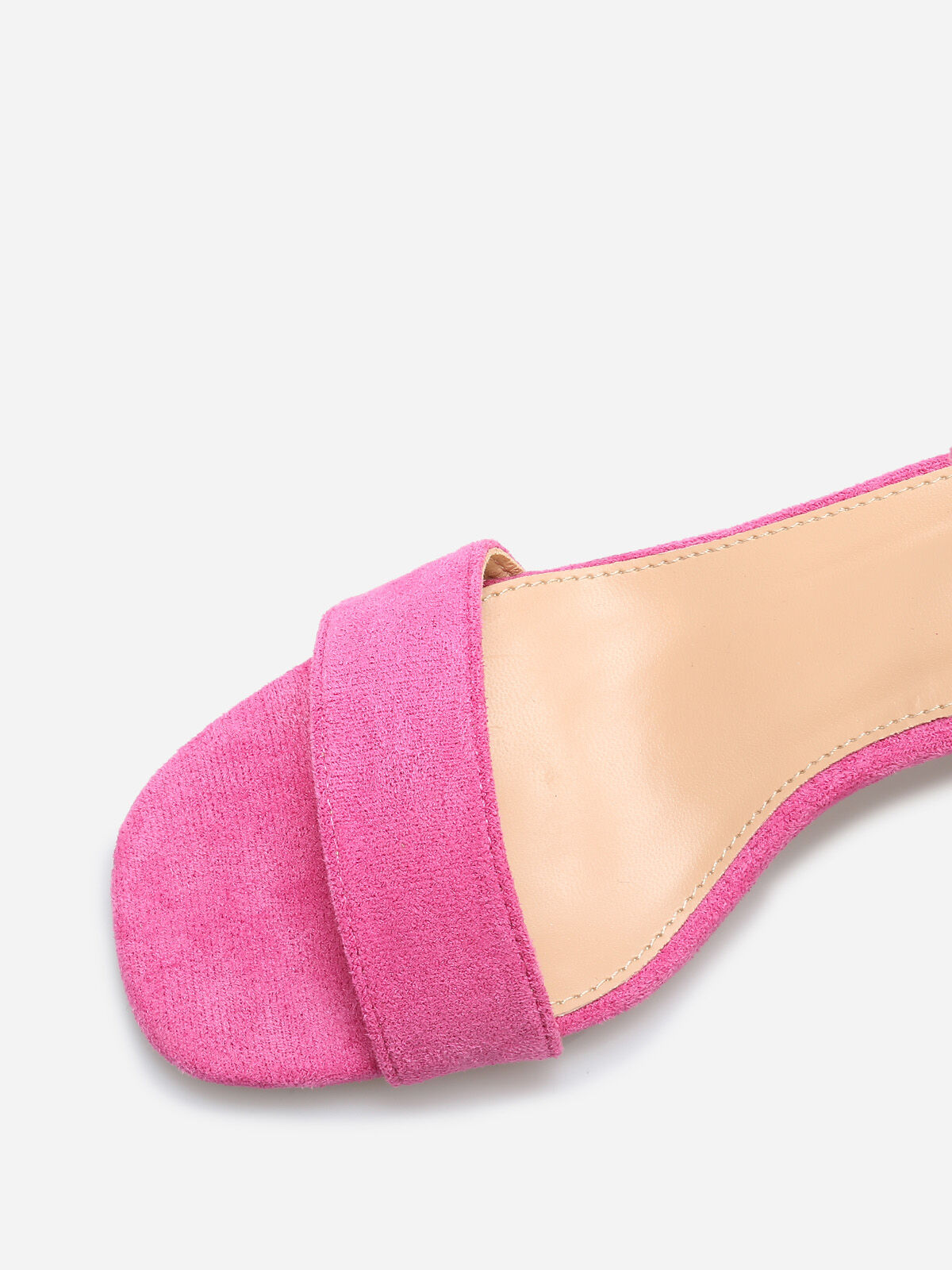 Sandales en suédine avec talon carré- Fuchsia