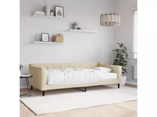 Lit de jour avec matelas crème 90x200 cm tissu