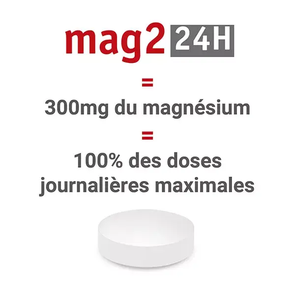 MAG 2 24H Suplemento alimentar de magnésio marinho, vitaminas B6 e B12, 120 comprimidos