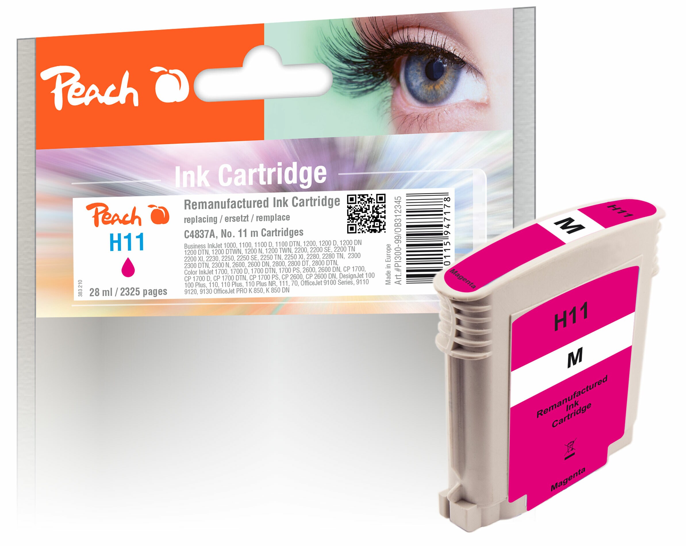 Peach HP 11 m Druckerpatrone ma ersetzt HP No. 11 m, C4837A für z.B. HP OfficeJet 9100, HP Business InkJet 1000, HP Business InkJet 1100, HP CP 1700 (wiederaufbereitet)