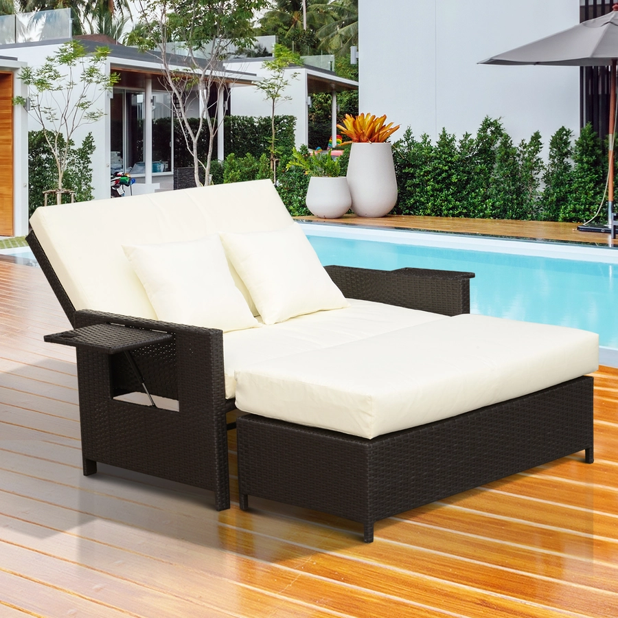 Outsunny Polyrattan Lounge-Sofa mit Kissen dunkelbraun