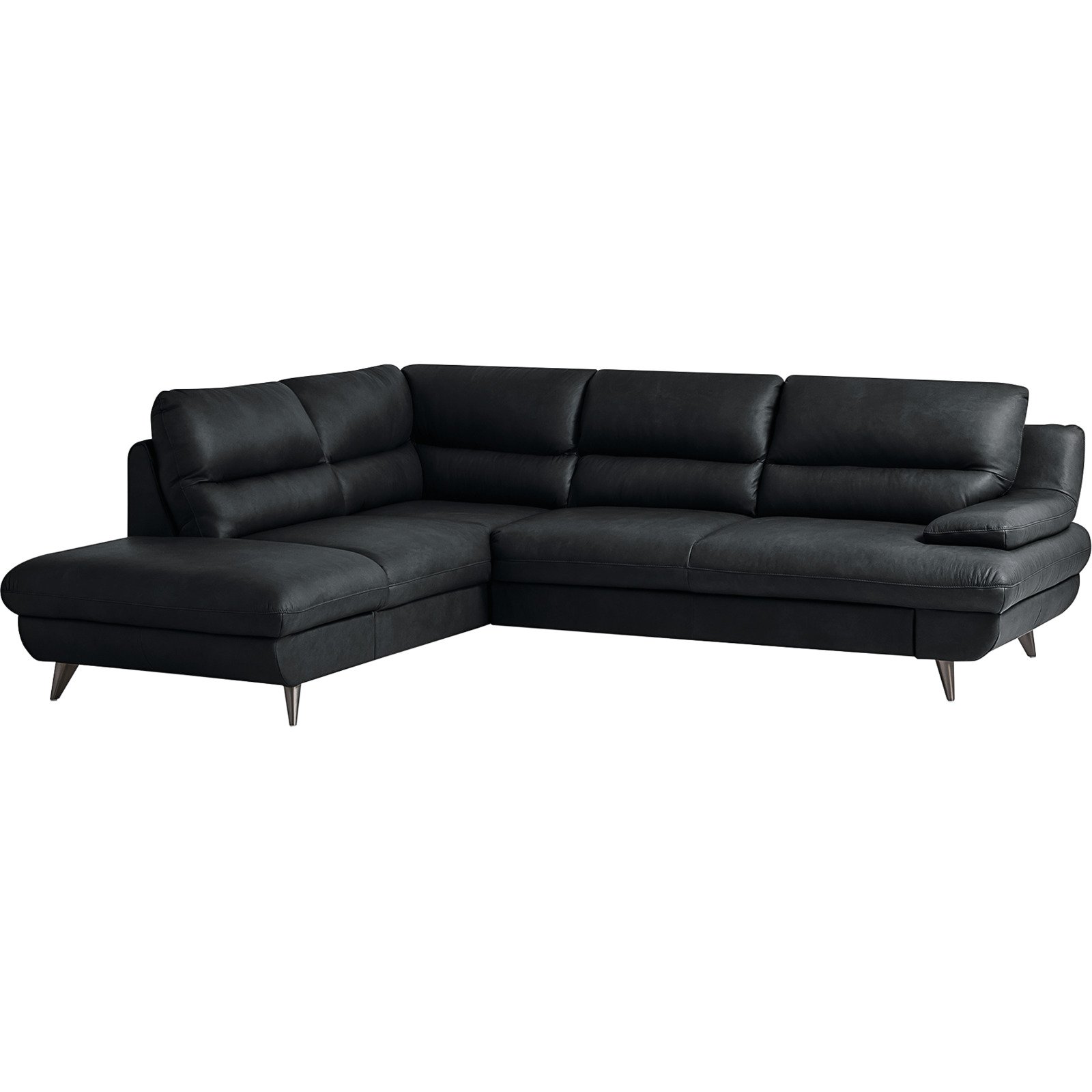 Ecksofa Pike Leder, Ottomane links dunkelbraun