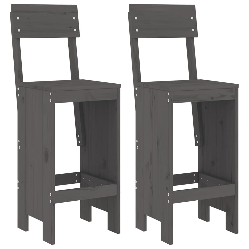 Ensemble de bar de jardin 3 pcs gris bois de pin massif
