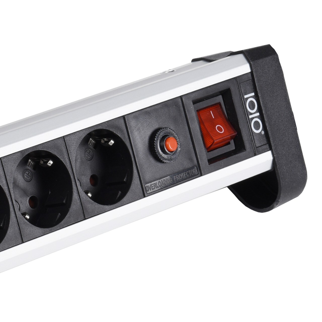 IOIO SL 2625S Aluminium 6-fach Tisch-Steckdosenleiste mit Überlastschutz, Ein/Aus-Schalter und Schreibtischhalterung