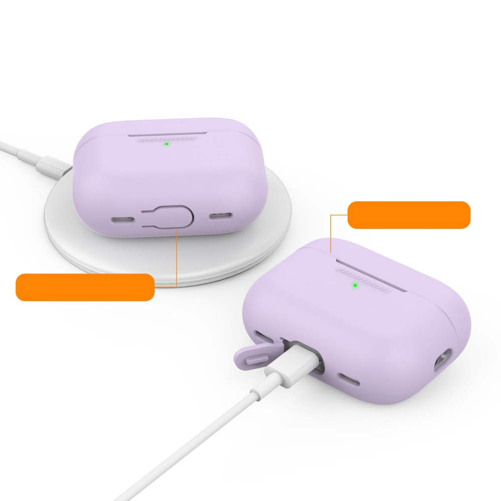 AirPods Pro 2 / AirPods Pro Silikon Schutzhülle Abdeckung mit Handschlaufe - Lila