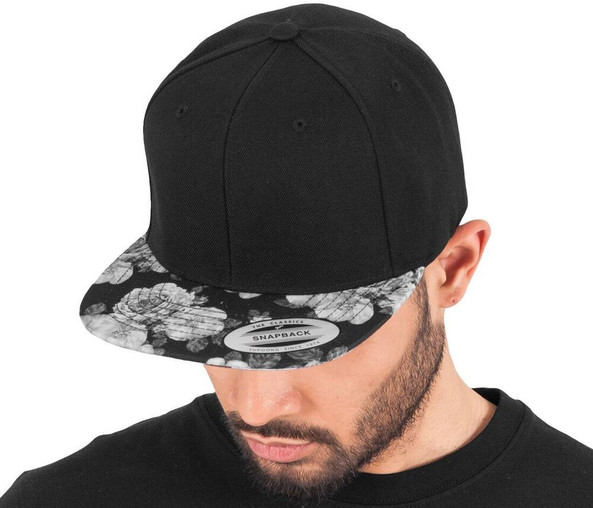 FLEXFIT F6089R - Casquette 6 pans impression rose sur la visière