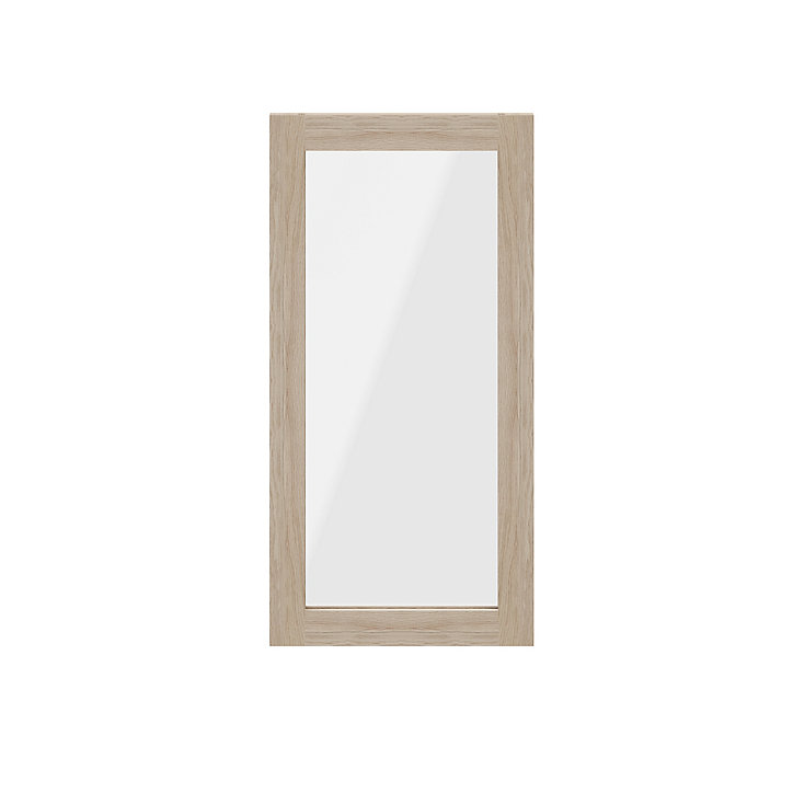 Porte battante verre transparent effet chêne GoodHome Atomia H. 74,7 x L. 37,2 cm