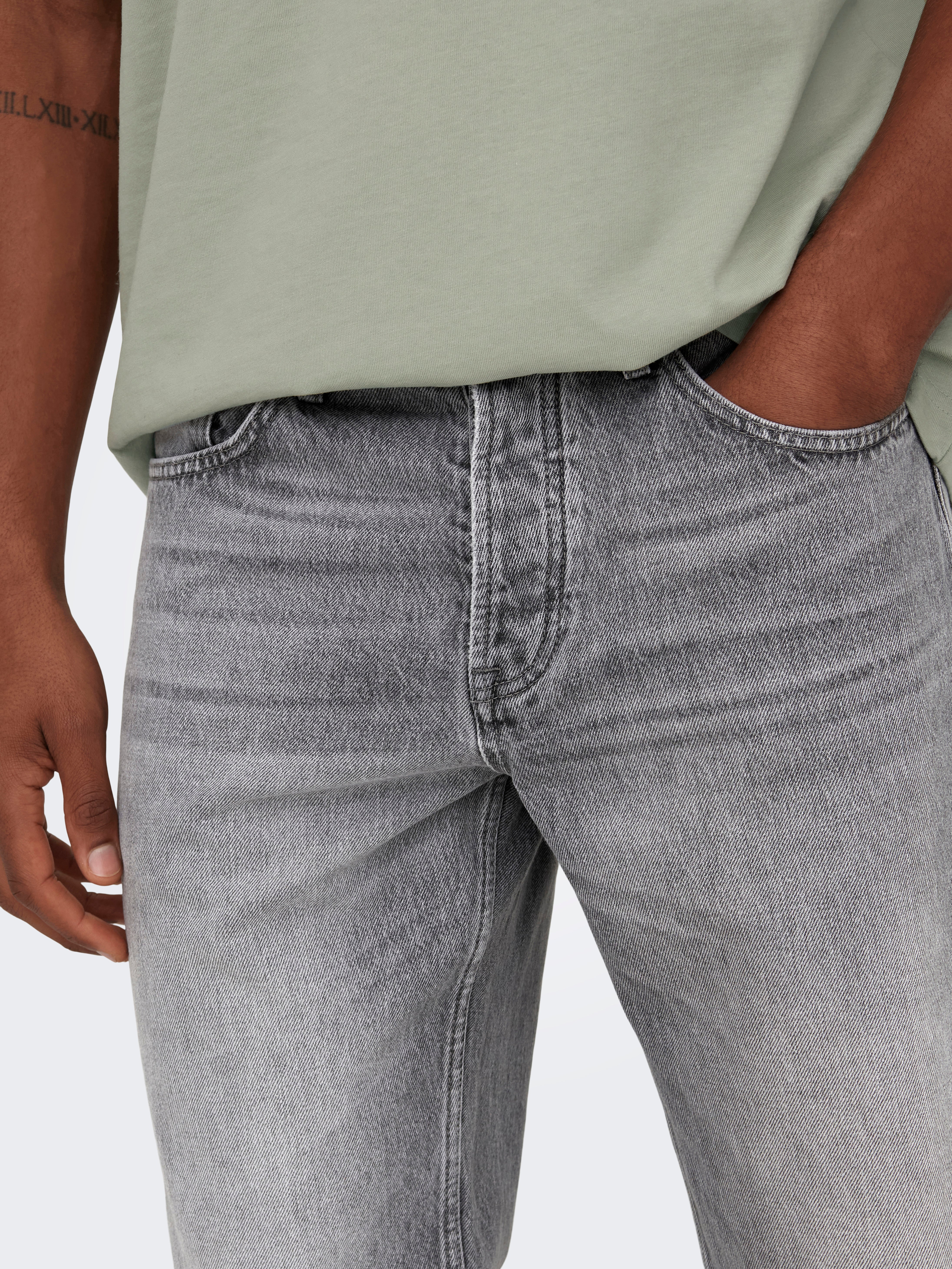 ONSEDGE Mid Rise Gerade geschnitten Jeans Medium Grey Denim