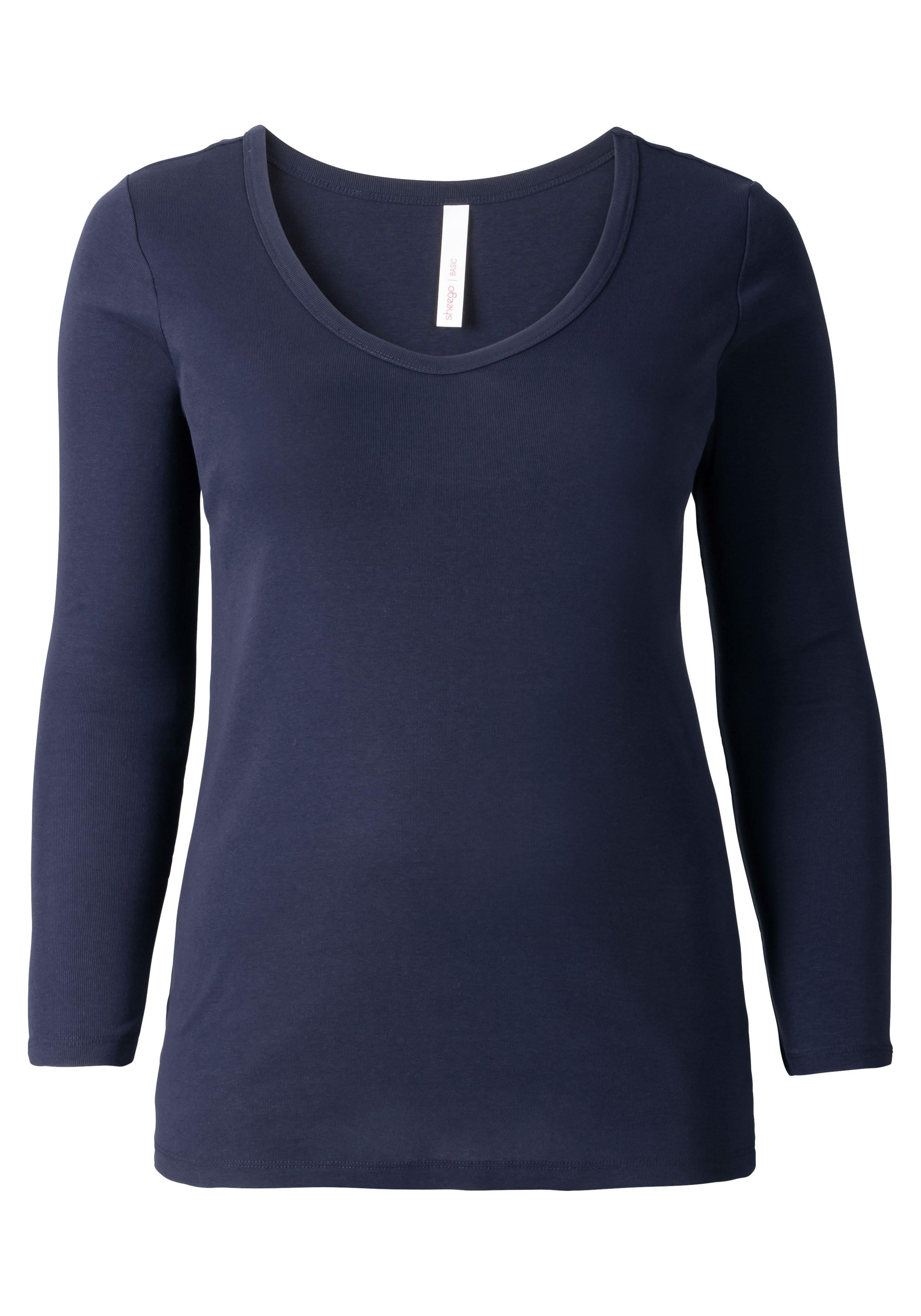 Langarmshirt mit Rundhalsausschnitt, in Rippqualität