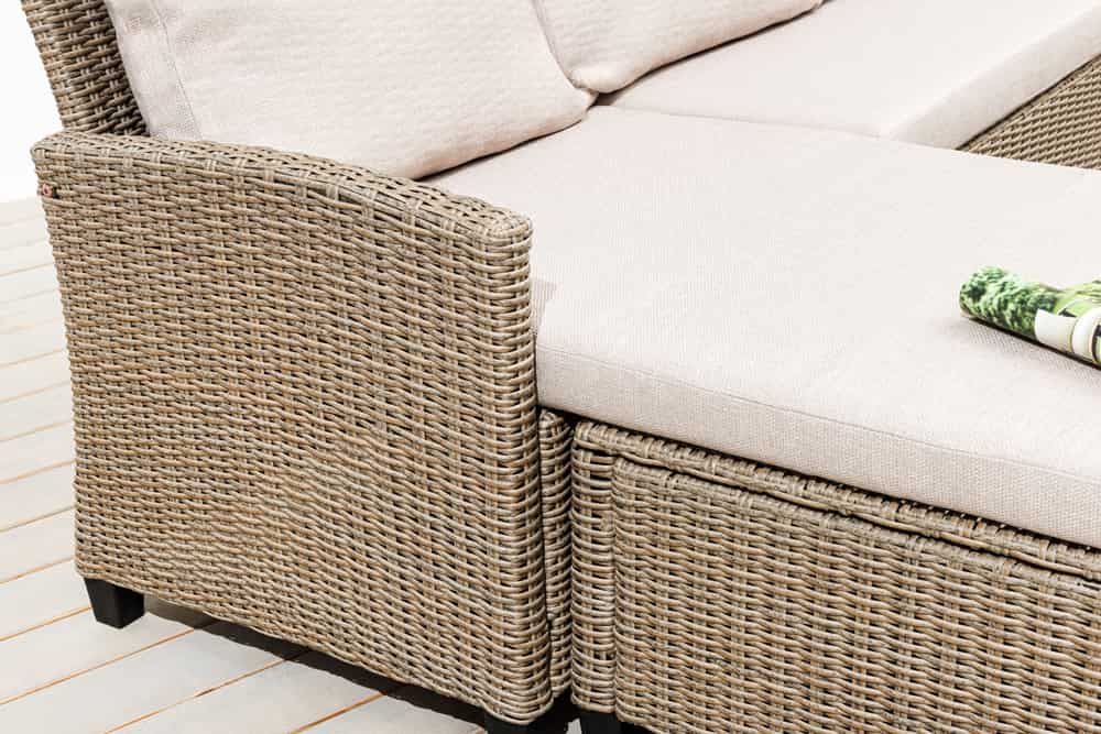 Outdoor Garten-Lounge MONACO 190cm natur Polyrattan Sitzecke inkl. Kissen wetterfest