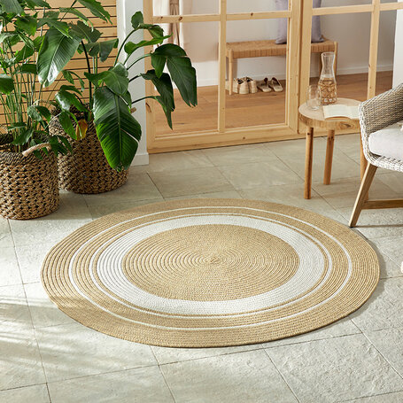 Jute Vloerkleed Braids - Rond - Beige