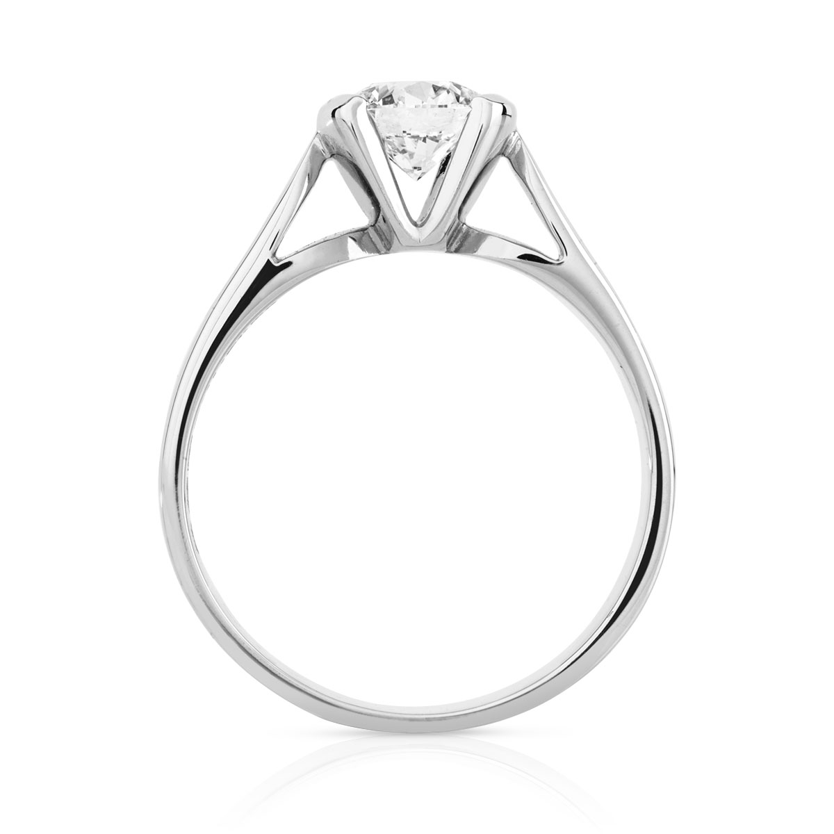Bague solitaire or blanc 750 diamant synthétique 0.70 carat