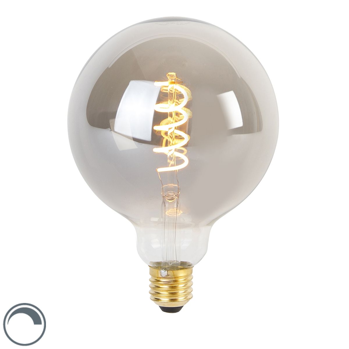 E27 dimbare LED gedraaid filament lamp G125 smoke 4W 120 lm 1800K
