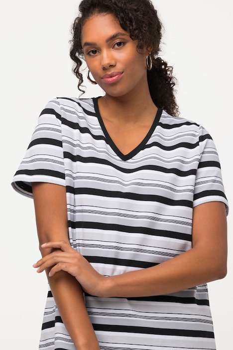 T-Shirt, Ringel, Classic, V-Ausschnitt, Halbarm