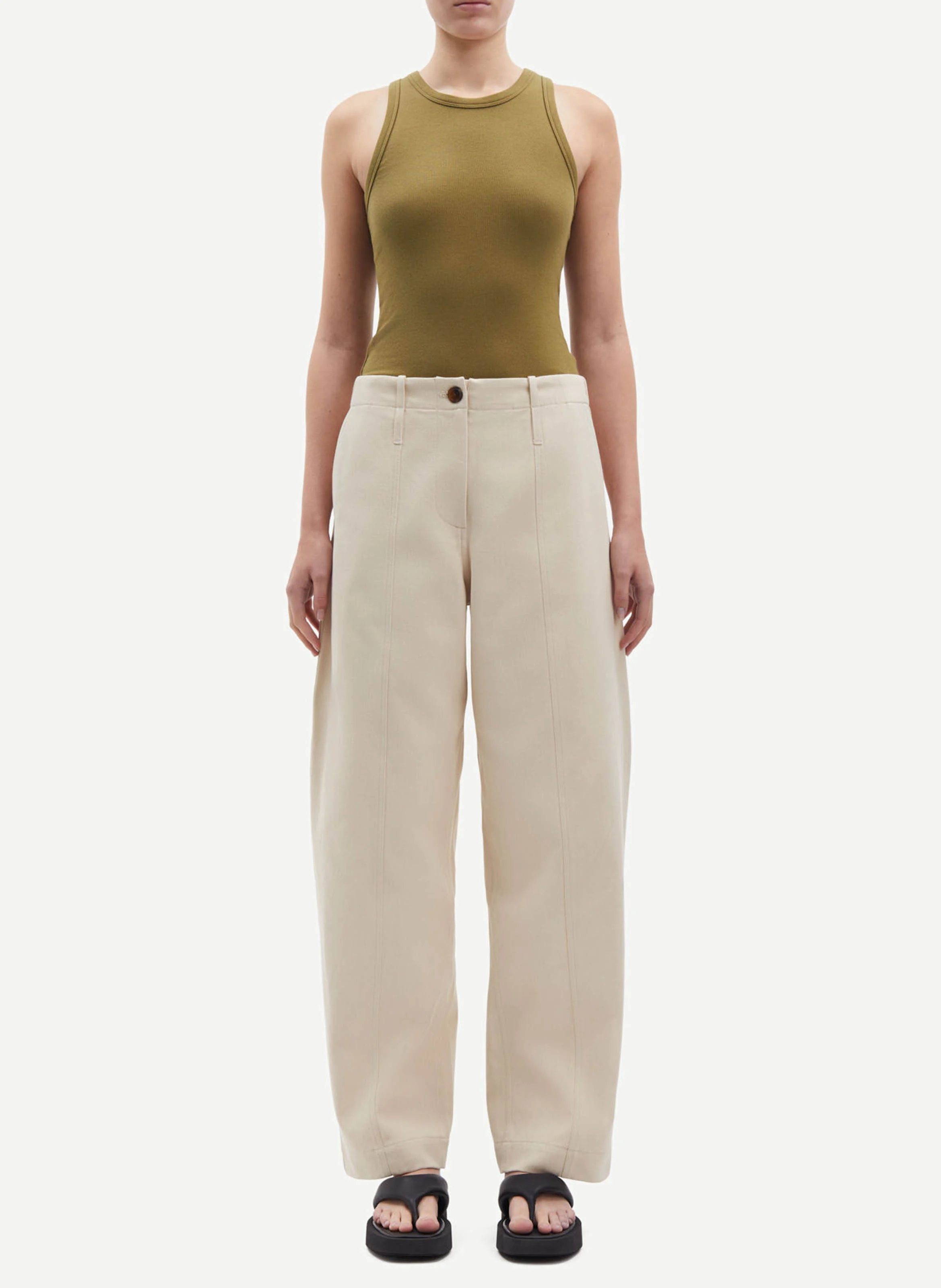 SADIDE - Pantalon carotte en jean| Blanc