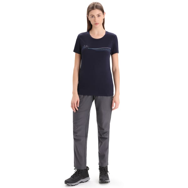 T-shirt randonnée ICEBREAKER W TECH LITE II SS TEE CADENCE PATHS MIDNIGHT NAVY