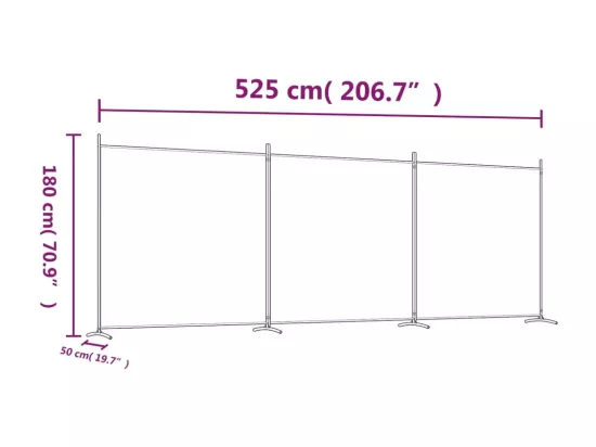 Cloison de séparation 3 panneaux Noir 525x180 cm Tissu