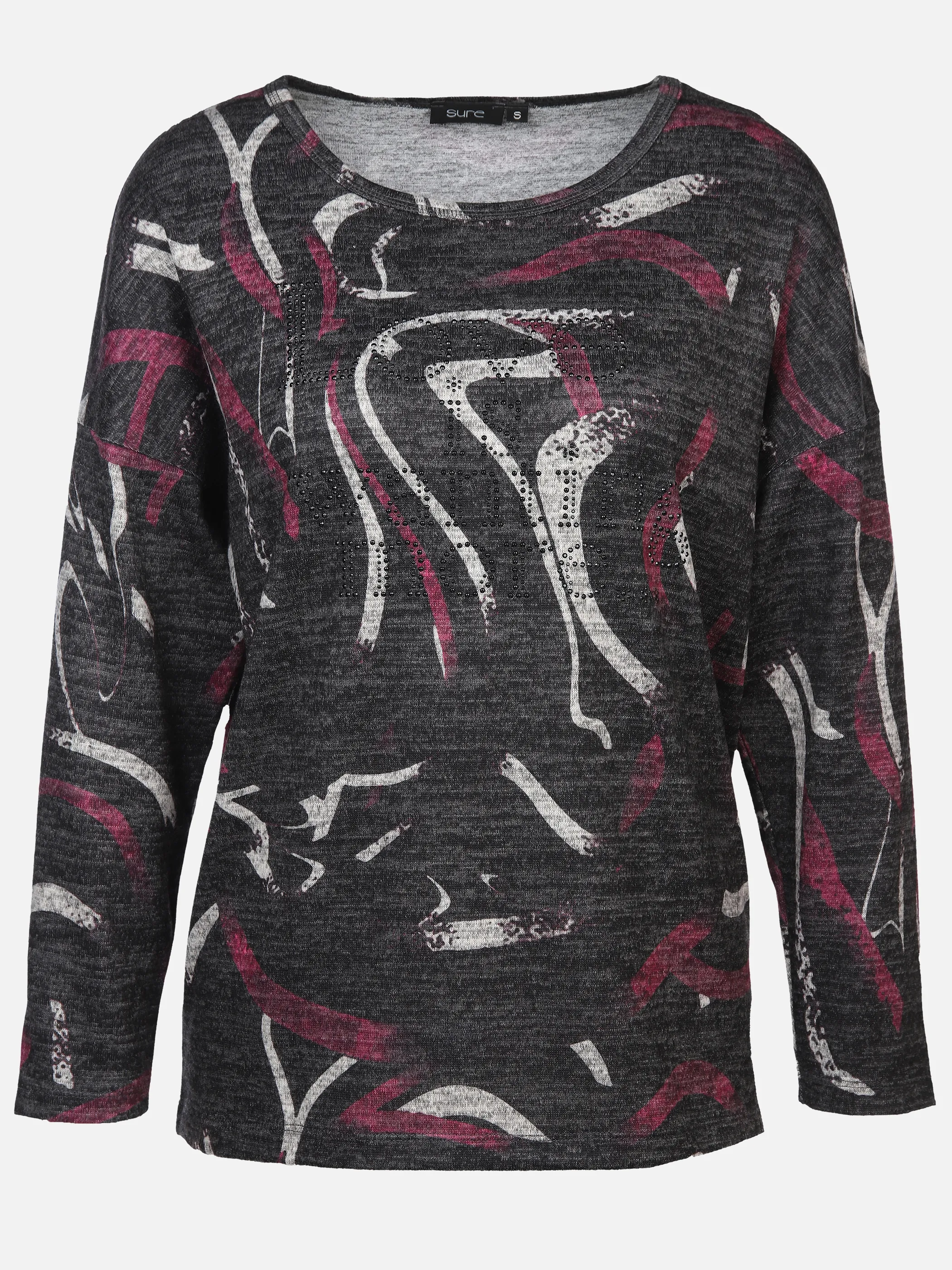 Damen Print Flauschshirt mit Strasssteinchen