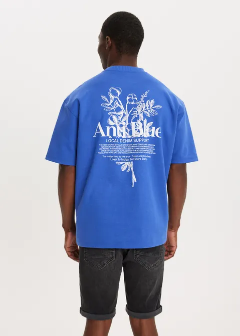 T-shirt met print local support blauw (BLW.K)