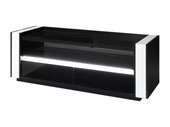 Meuble TV LINA noir et blanc avec LED – 143 x 50 x 52 cm