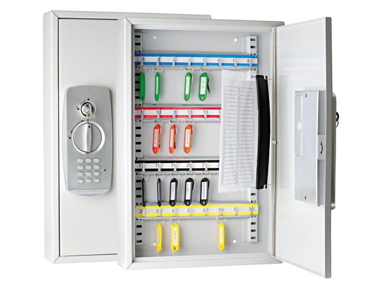 WEDO Schlüsselschrank mit Zahlencode, 32 Schlüssel Stahlblech-Schlüsselschrank für bis zu 32 Schlüssel