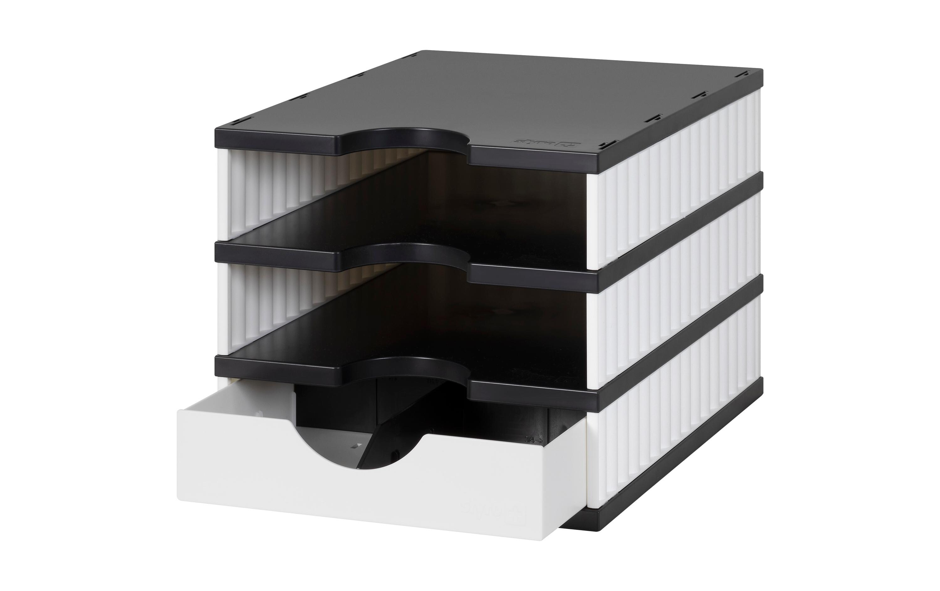 Schubladenbox Styrodoc Uno Weiss/SchwarzSystem Schubladen fürs Büro