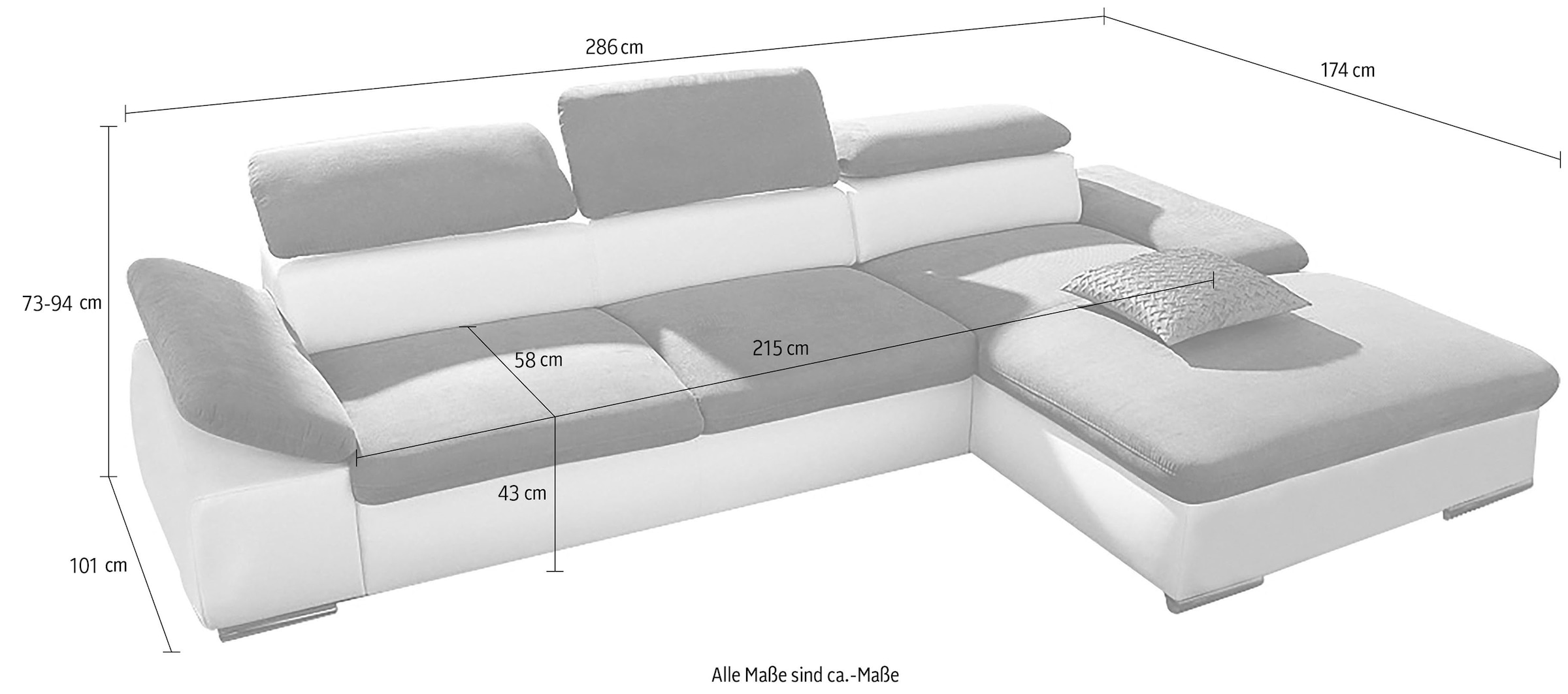 sit&more Ecksofa »Alcudia L-Form« wahlweise mit Bettfunktion
