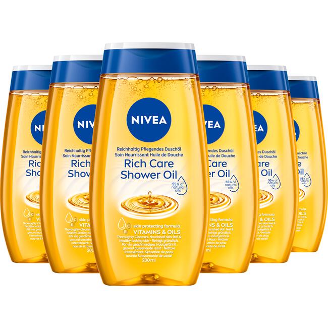 NIVEA Rich Care Shower Oil 200 ML 6 stuks