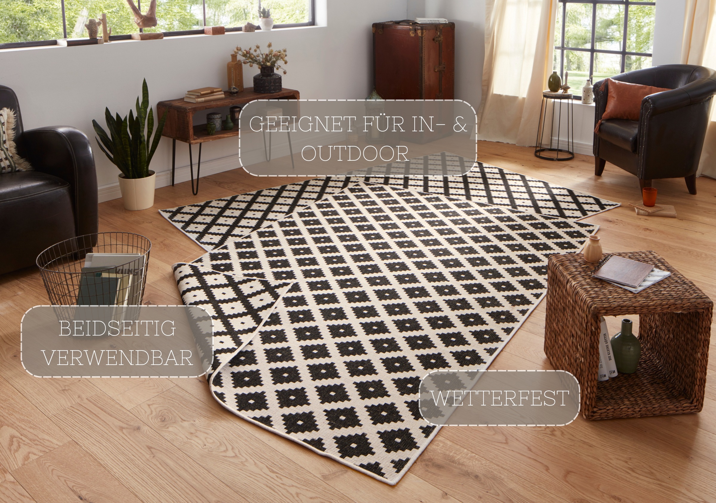 HANSE Home Teppich »Nizza Wendeteppich« rechteckig 5 mm Höhe In-& Outdoor, Wetterfest, Balkon, Läufer, Wohnzimmer, Wasserfest