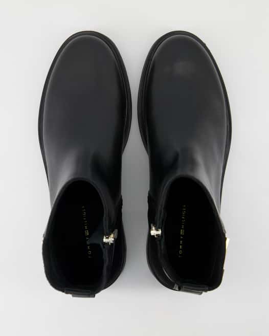 Tommy Hilfiger TH Logo Leather Mix Chelsea Stiefeletten in Schwarz