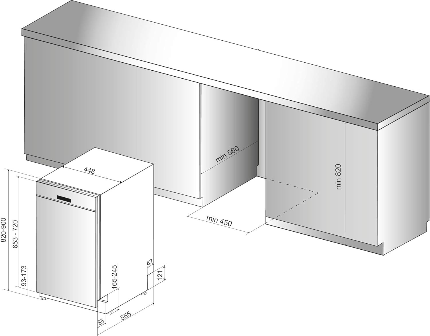 Bauknecht BSBO 3O23 PF X Integrierter Geschirrspüler/ 45 cm/ PowerClean/Hygieneprogramm/Vollwasserschutz/Sensor-Programm/Besteckschublade/Kindersicherung/Edelstahl