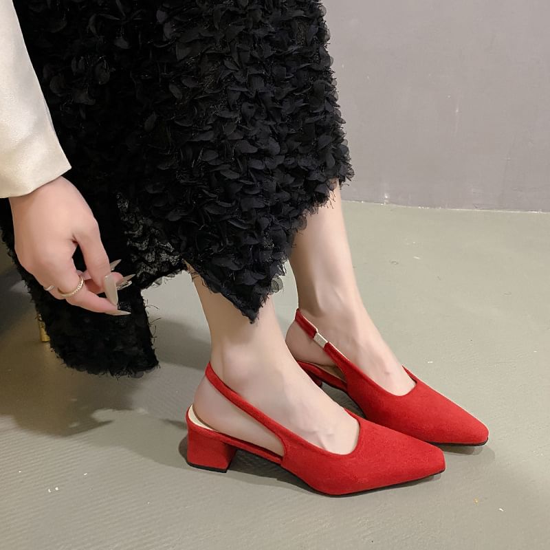 FRAISO - Lage slingback sandalen met hak