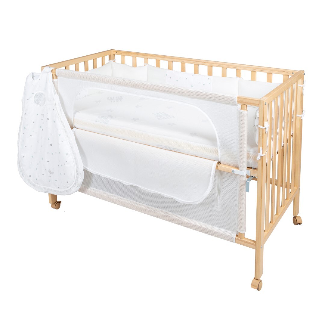 roba Room Bed 'safe asleep®', ca. 60 x 120 cm 'Sternenzauber', Beistellbett inkl. Ausstattung, natur