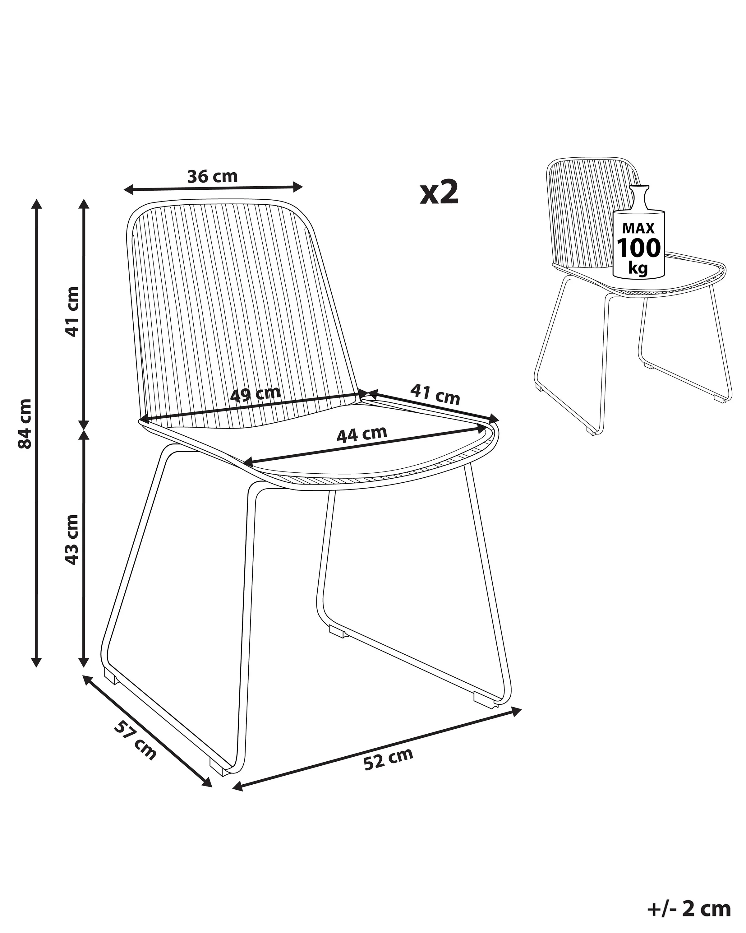 Set van 2 eetkamerstoelen PENSACOLA Metaal Goud