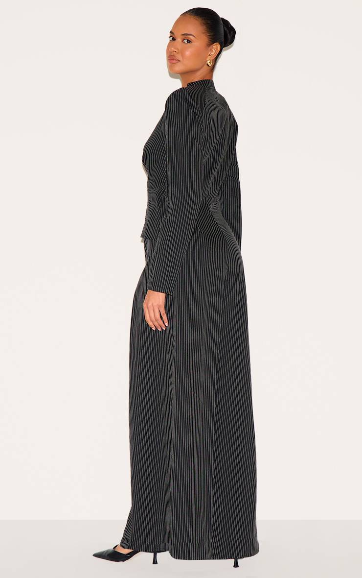 Noir Combinaison Pantalon Droit À Détail Chemise À Fines Rayures