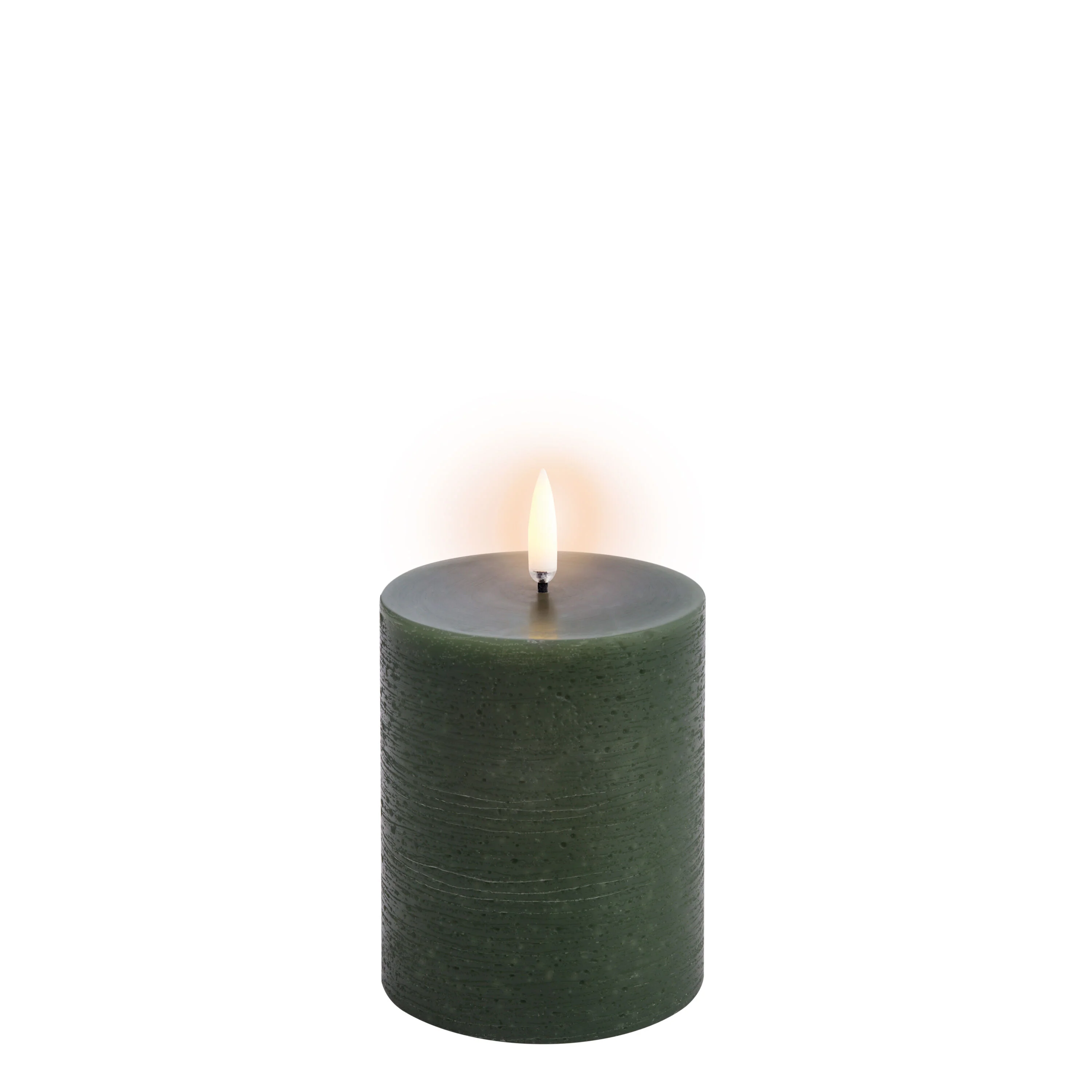 Uyuni  LED Rustic Pillar lys, Olive Green - H10 cm.