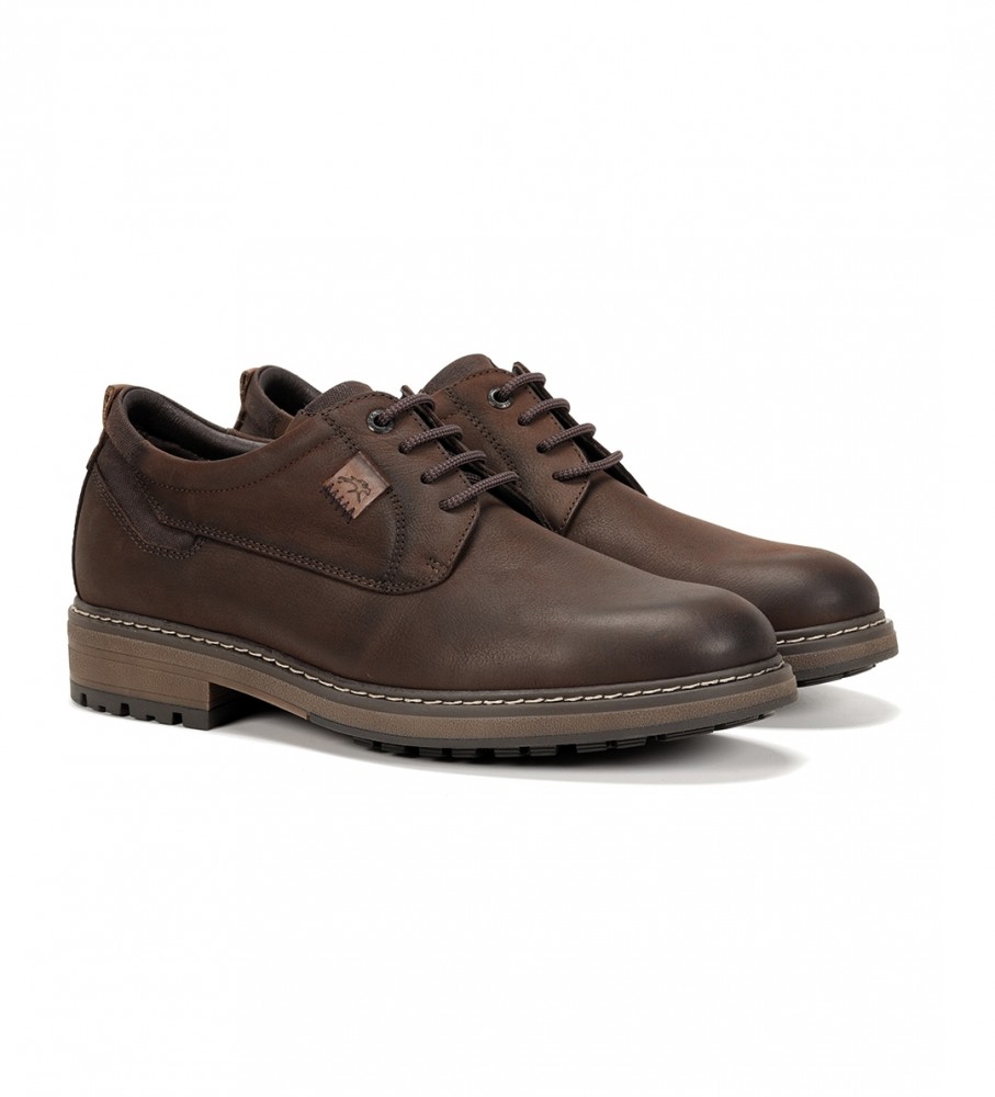 Sapatos de couro Fluchos F1589 marrom escuro