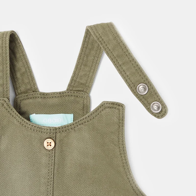 Robe salopette velours milleraies kaki bébé fille Vert