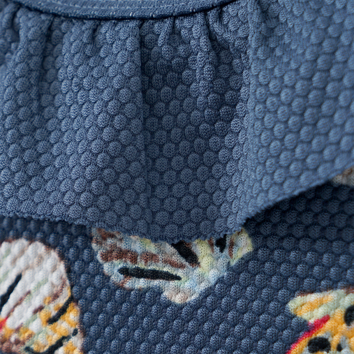 Famy Mädchen Bikini mit Wabenstruktur dunkelblau / bunt