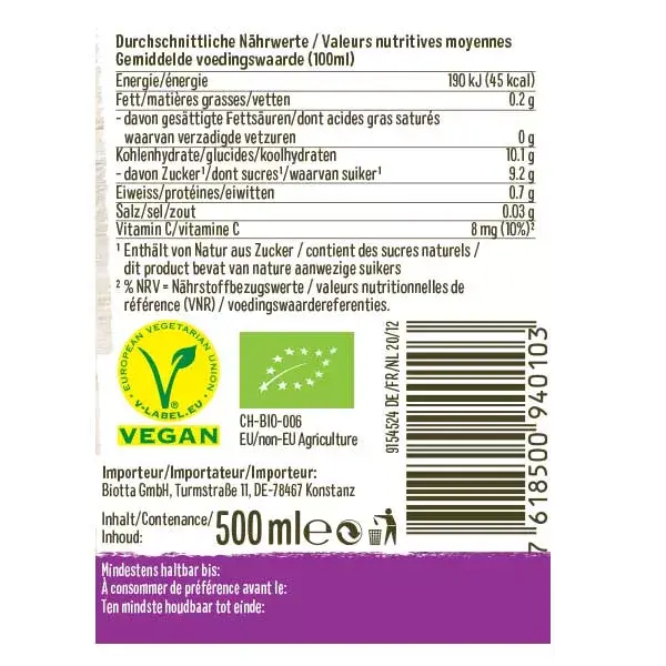 Antioxidante Orgânico Biotta Breuss 500ml