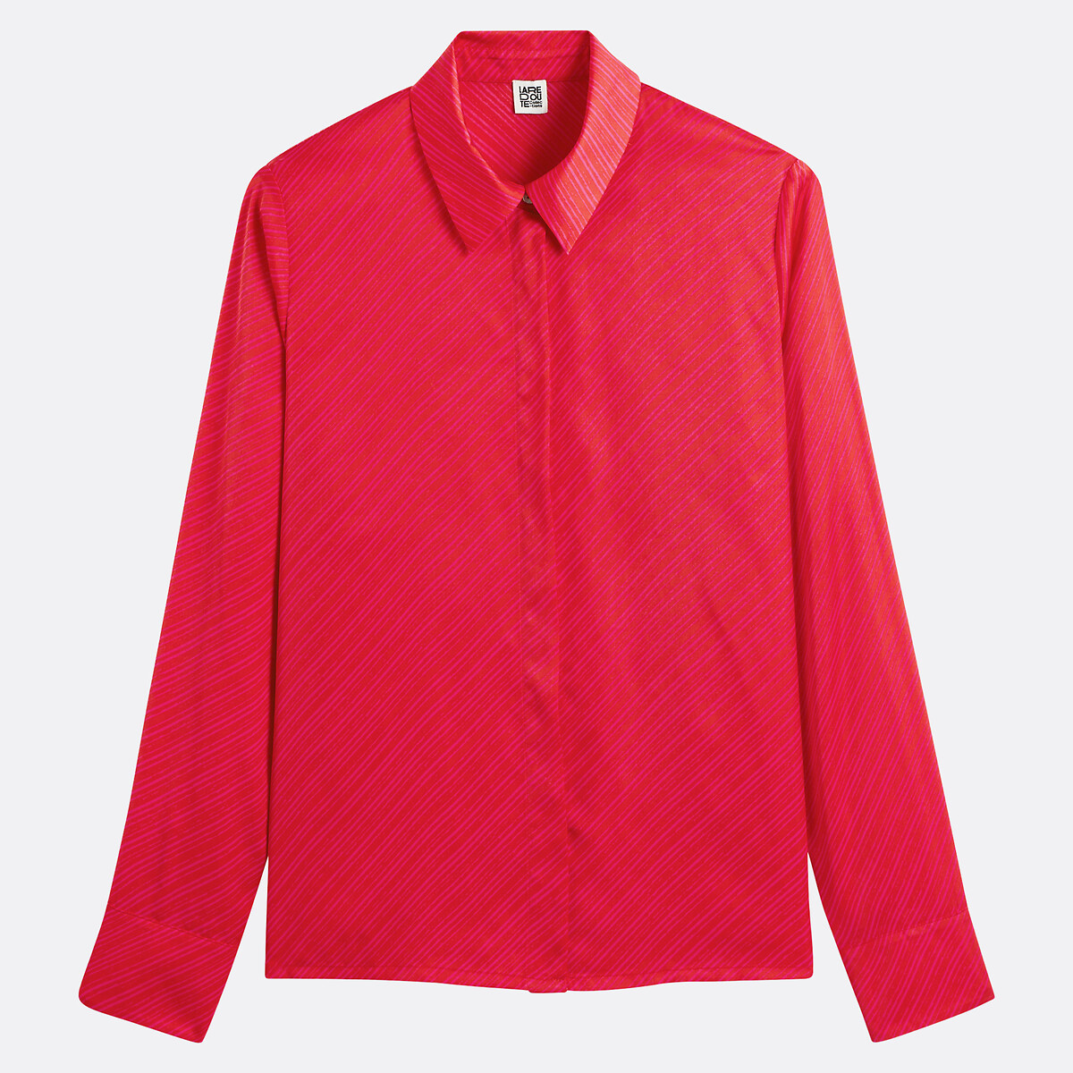 COLEÇÃO LA REDOUTE<br>Camisa fluida de cetim com listras e mangas compridas