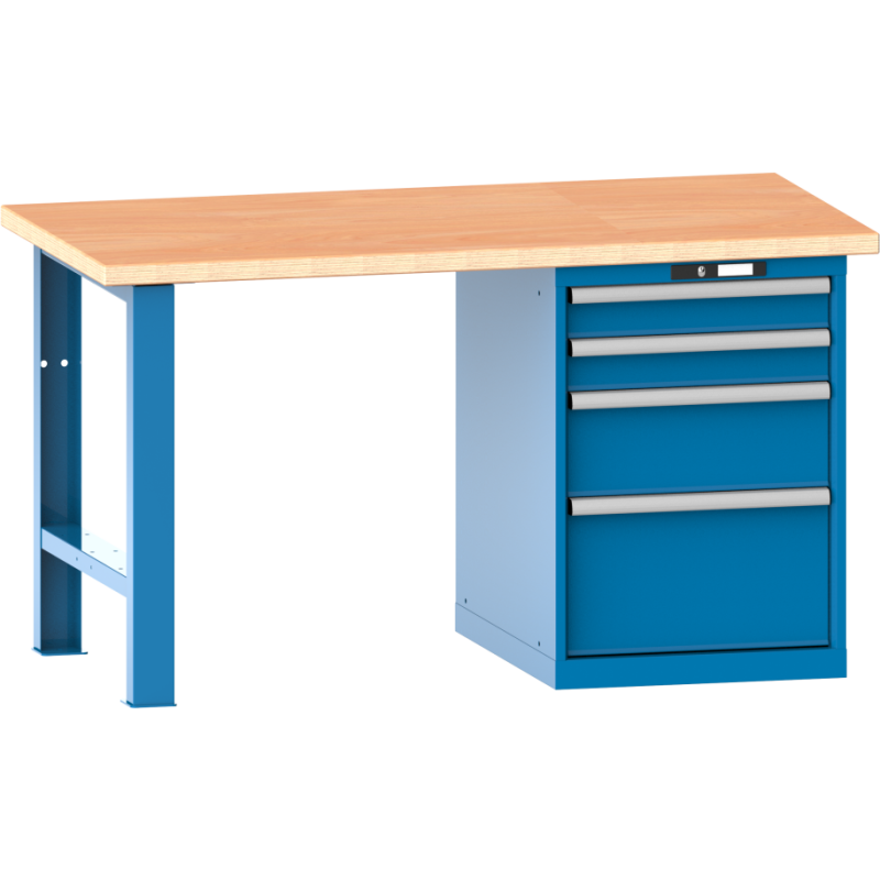 Lista - Établi 4 tiroirs plateau en multiplex H 84 x P 75 cm