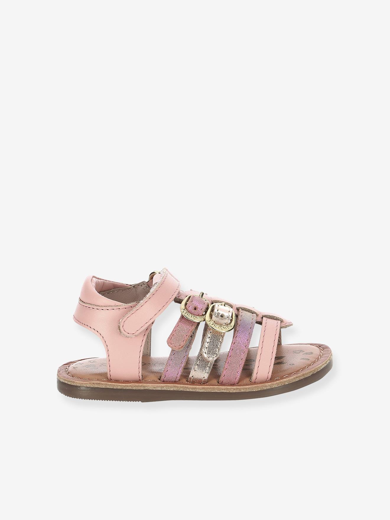 Sandálias de couro KICKERS® Diveta, rosa claro, lisas.